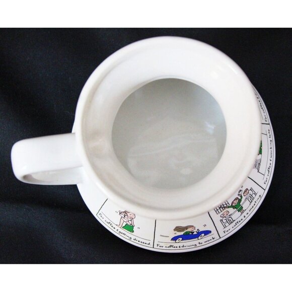 Vtg 80s 90s The Working Woman No Spill Coffee Mug White Curved Graphic Cup Funny - Picture 5 of 6